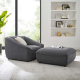 38 Inch Upholstered Fabric Armchair and Ottoman Set