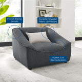38 Inch Upholstered Fabric Armchair and Ottoman Set
