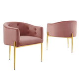 26 Inch Tufted Performance Velvet Accent Chair Set of 2