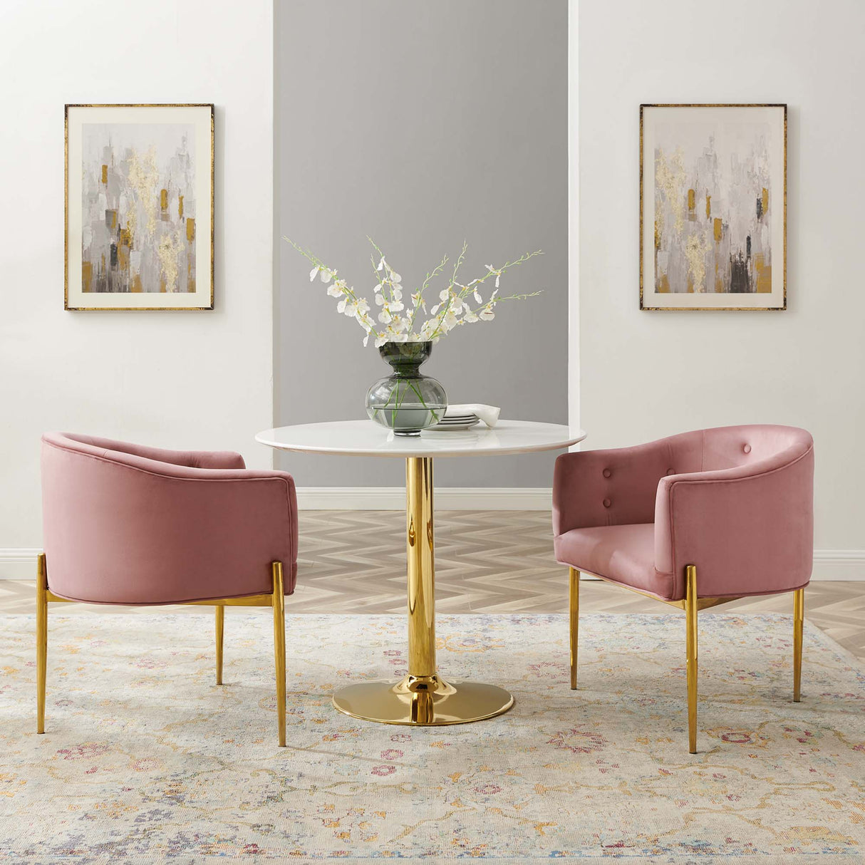26 Inch Tufted Performance Velvet Accent Chair Set of 2