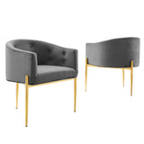 26 Inch Tufted Performance Velvet Accent Chair Set of 2