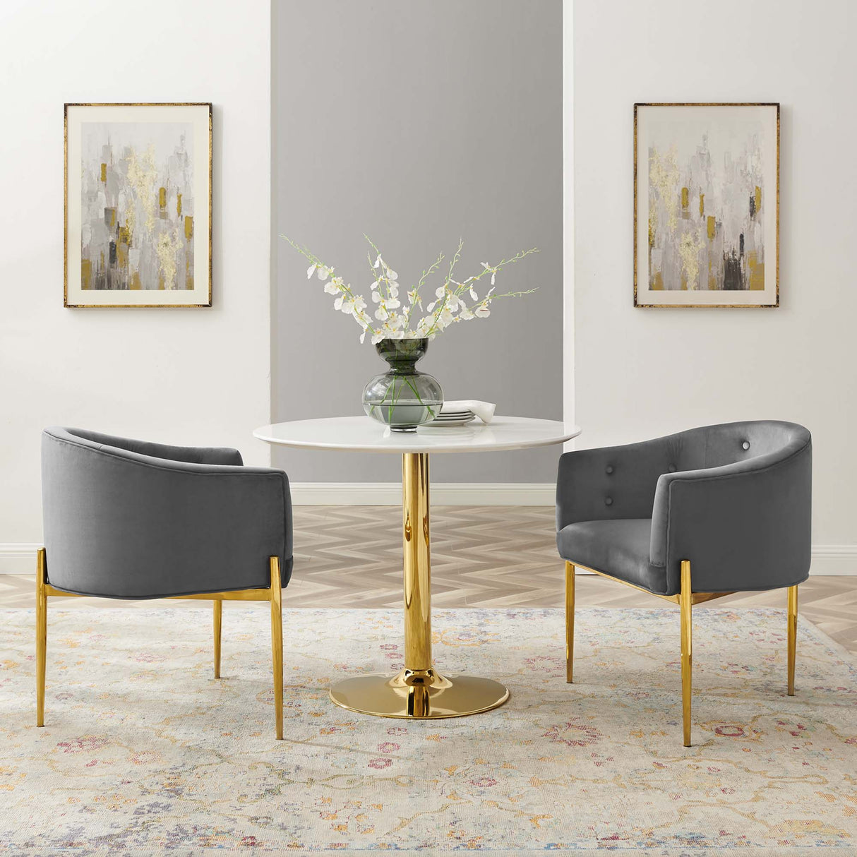 26 Inch Tufted Performance Velvet Accent Chair Set of 2