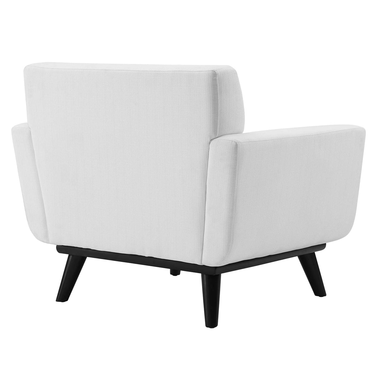 36 Inch Channel Tufted Upholstered Fabric Armchair in White