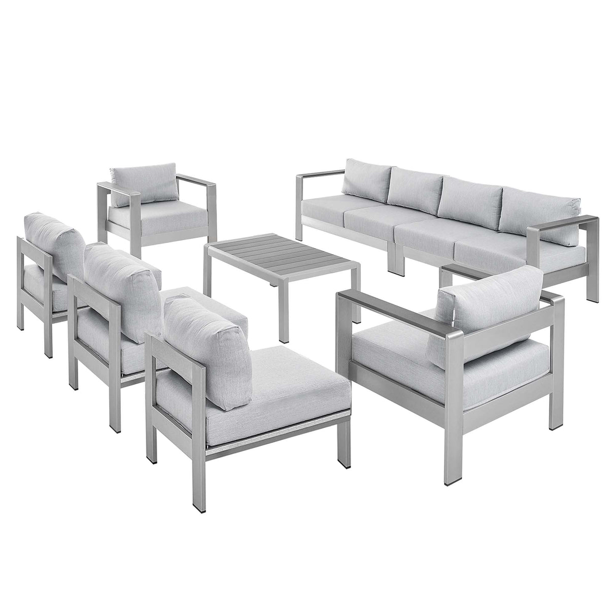 8-Piece Aluminum Outdoor Sectional Sofa Set with Removable Cushions and Modular Design