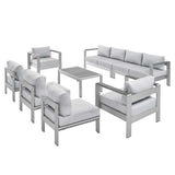 8-Piece Aluminum Outdoor Sectional Sofa Set with Removable Cushions and Modular Design