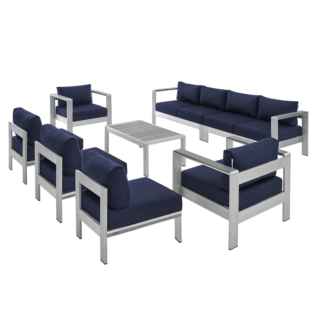 8-Piece Aluminum Outdoor Sectional Sofa Set with Removable Cushions and Modular Design