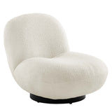 31 Inch Boucle Fabric Swivel Chair in Ivory