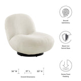 31 Inch Boucle Fabric Swivel Chair in Ivory