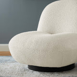 31 Inch Boucle Fabric Swivel Chair in Ivory