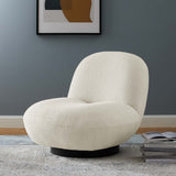 31 Inch Boucle Fabric Swivel Chair in Ivory