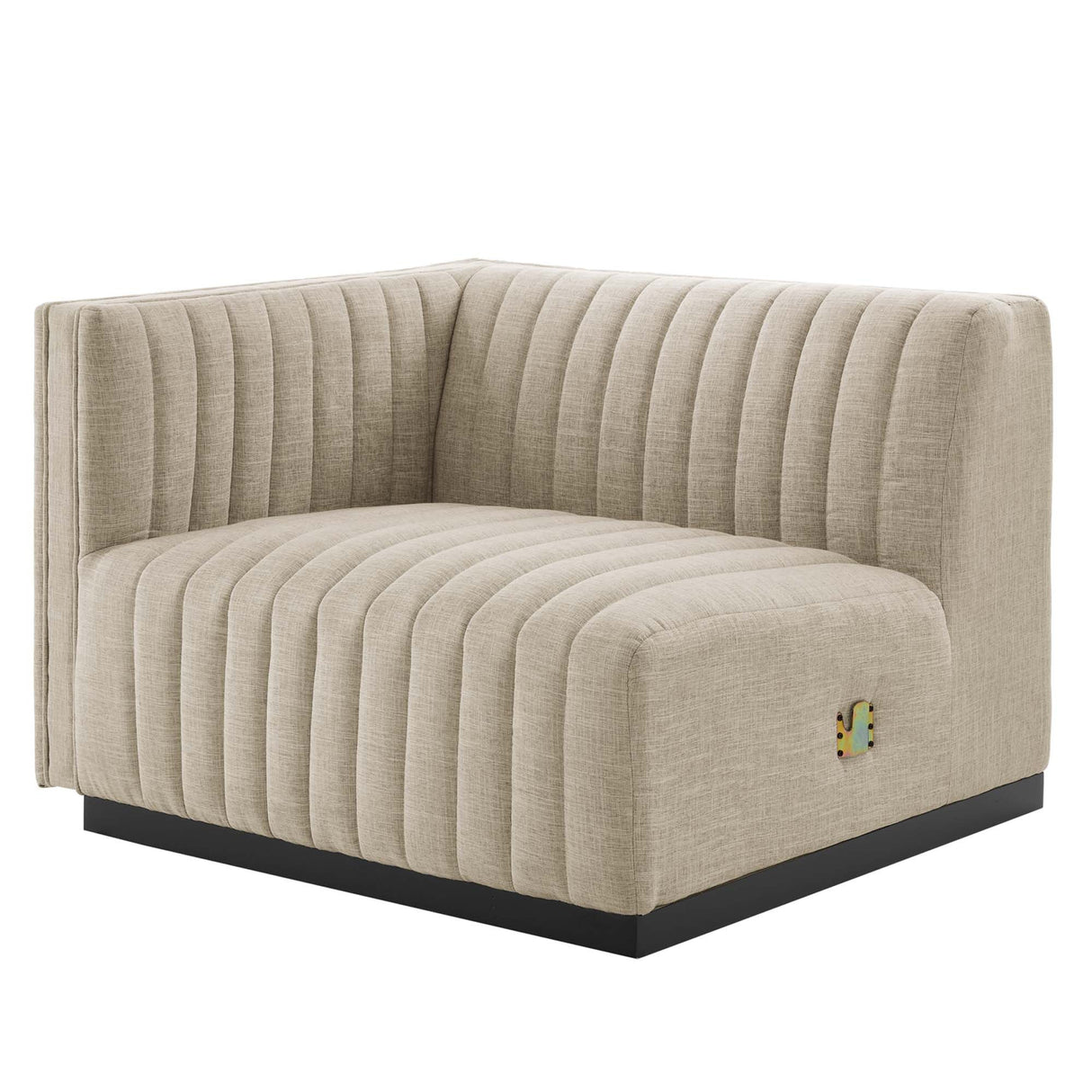 Channel Tufted Upholstered Fabric Left-Arm Sectional Chair 37 Inch