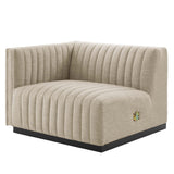 Channel Tufted Upholstered Fabric Left-Arm Sectional Chair 37 Inch