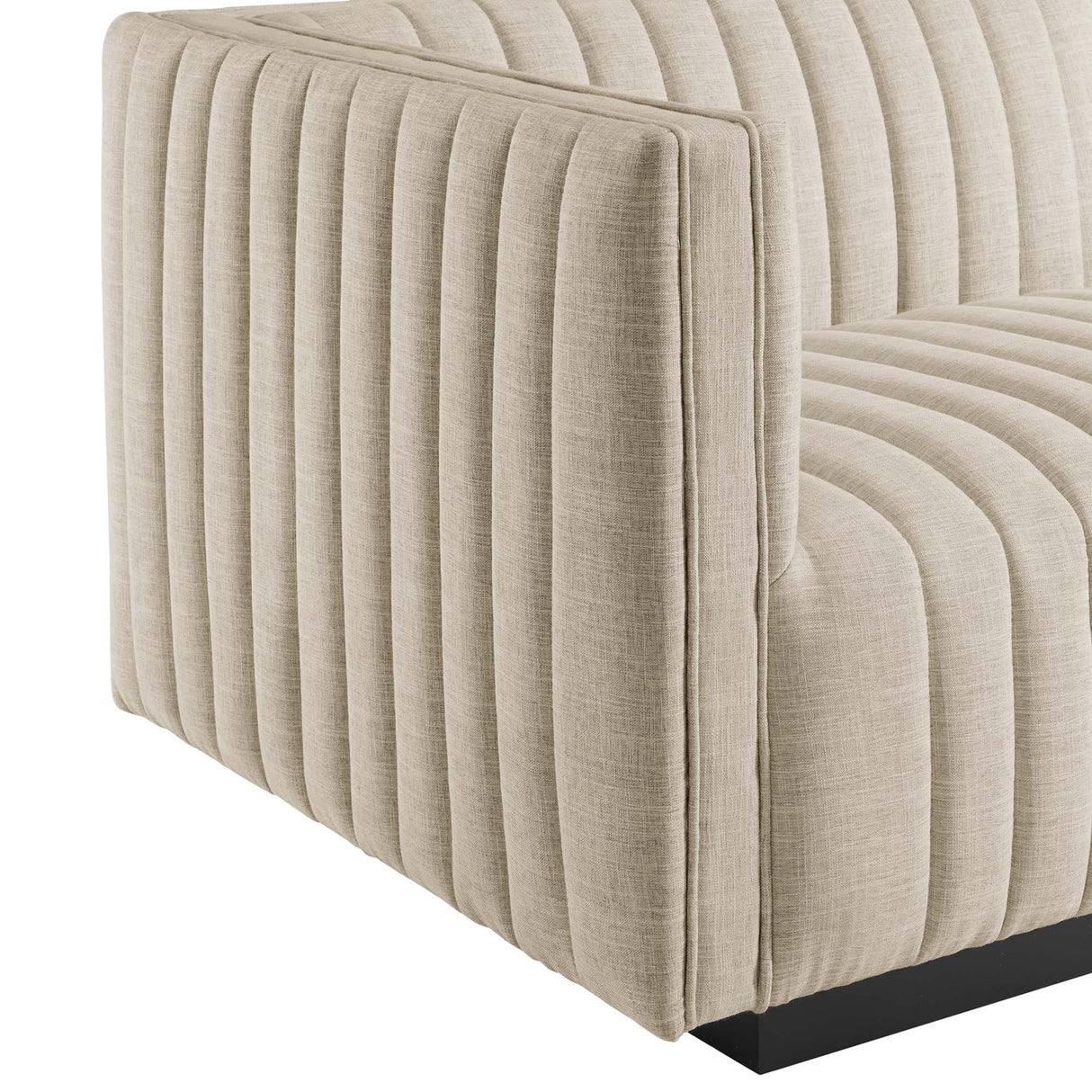 Channel Tufted Upholstered Fabric Left-Arm Sectional Chair 37 Inch