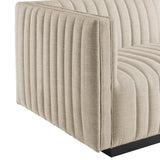 Channel Tufted Upholstered Fabric Left-Arm Sectional Chair 37 Inch