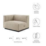 Channel Tufted Upholstered Fabric Left-Arm Sectional Chair 37 Inch