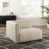 Channel Tufted Upholstered Fabric Left-Arm Sectional Chair 37 Inch