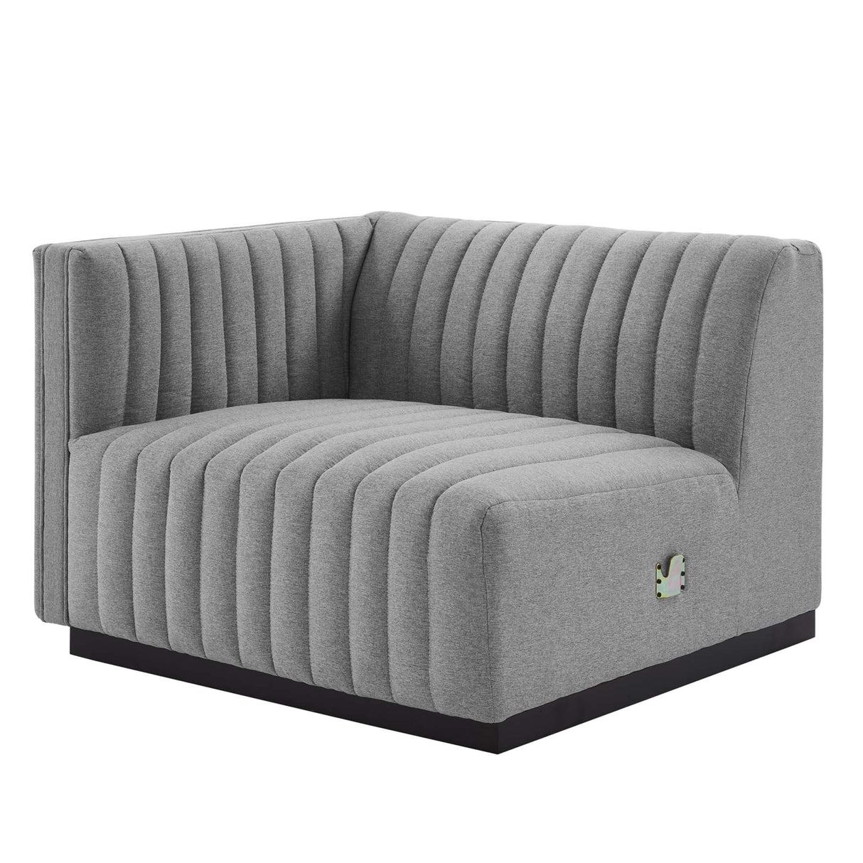 Channel Tufted Upholstered Fabric Left-Arm Sectional Chair 37 Inch