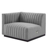 Channel Tufted Upholstered Fabric Left-Arm Sectional Chair 37 Inch