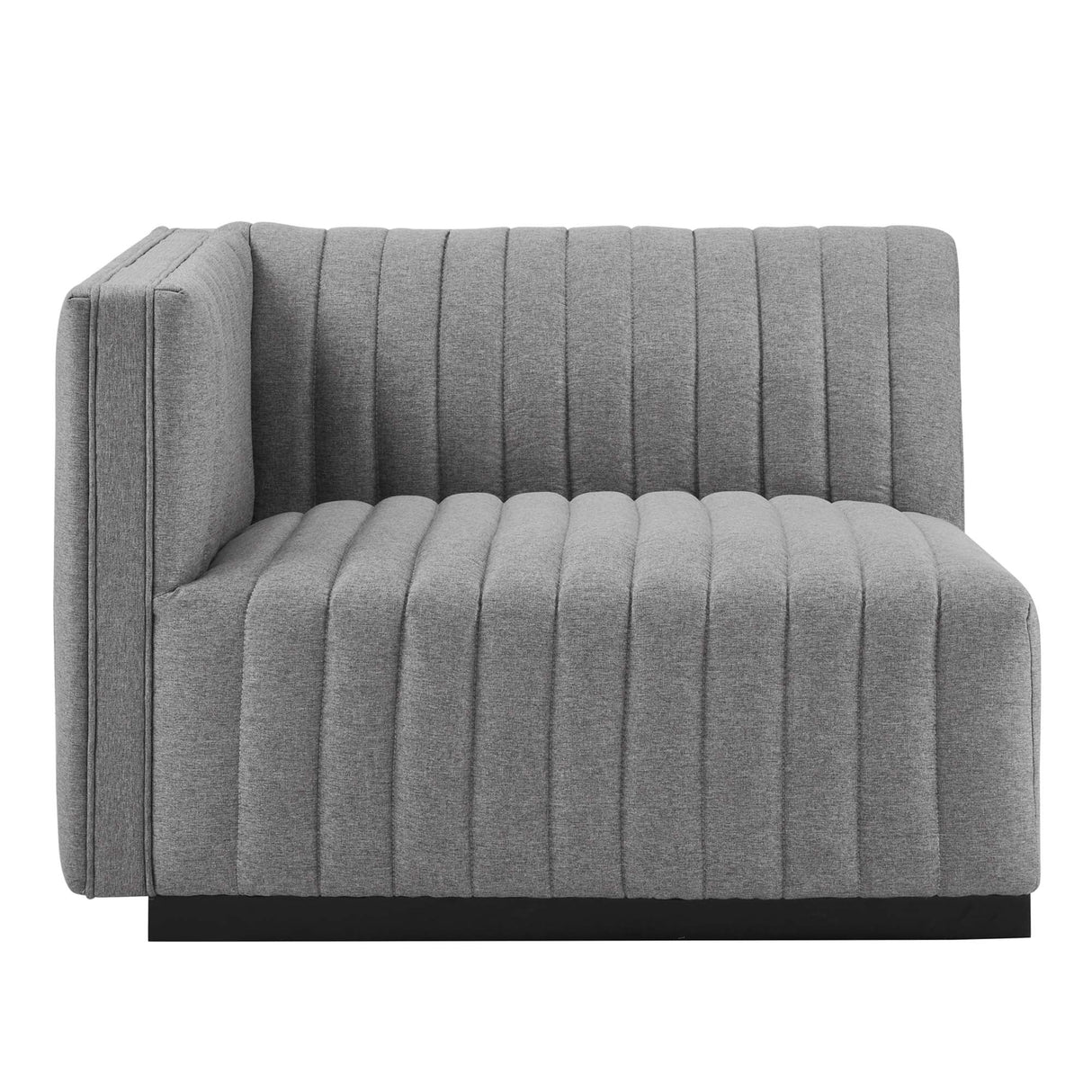 Channel Tufted Upholstered Fabric Left-Arm Sectional Chair 37 Inch
