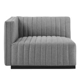 Channel Tufted Upholstered Fabric Left-Arm Sectional Chair 37 Inch