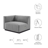 Channel Tufted Upholstered Fabric Left-Arm Sectional Chair 37 Inch
