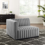 Channel Tufted Upholstered Fabric Left-Arm Sectional Chair 37 Inch