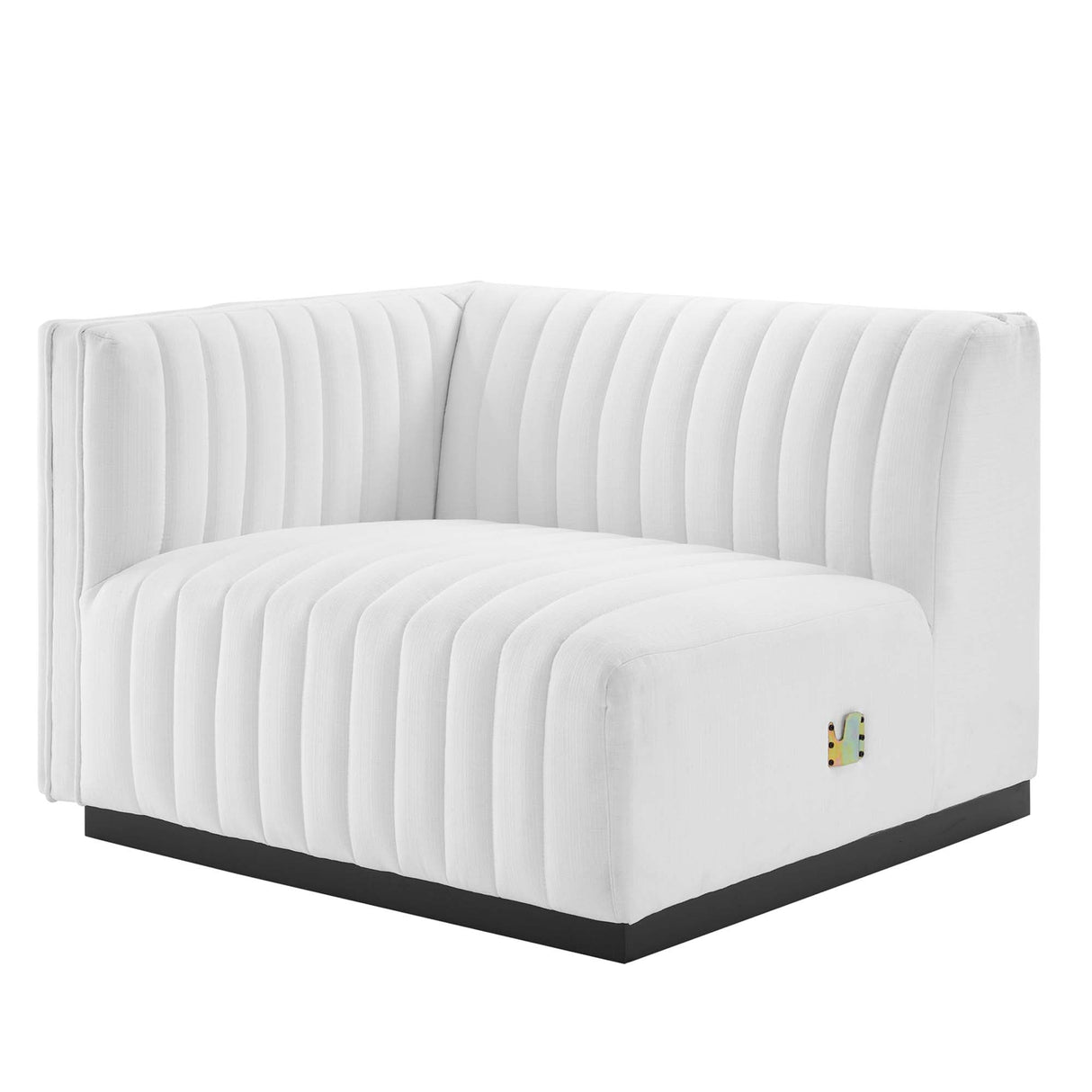 Channel Tufted Upholstered Fabric Left-Arm Sectional Chair 37 Inch