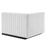 Channel Tufted Upholstered Fabric Left-Arm Sectional Chair 37 Inch
