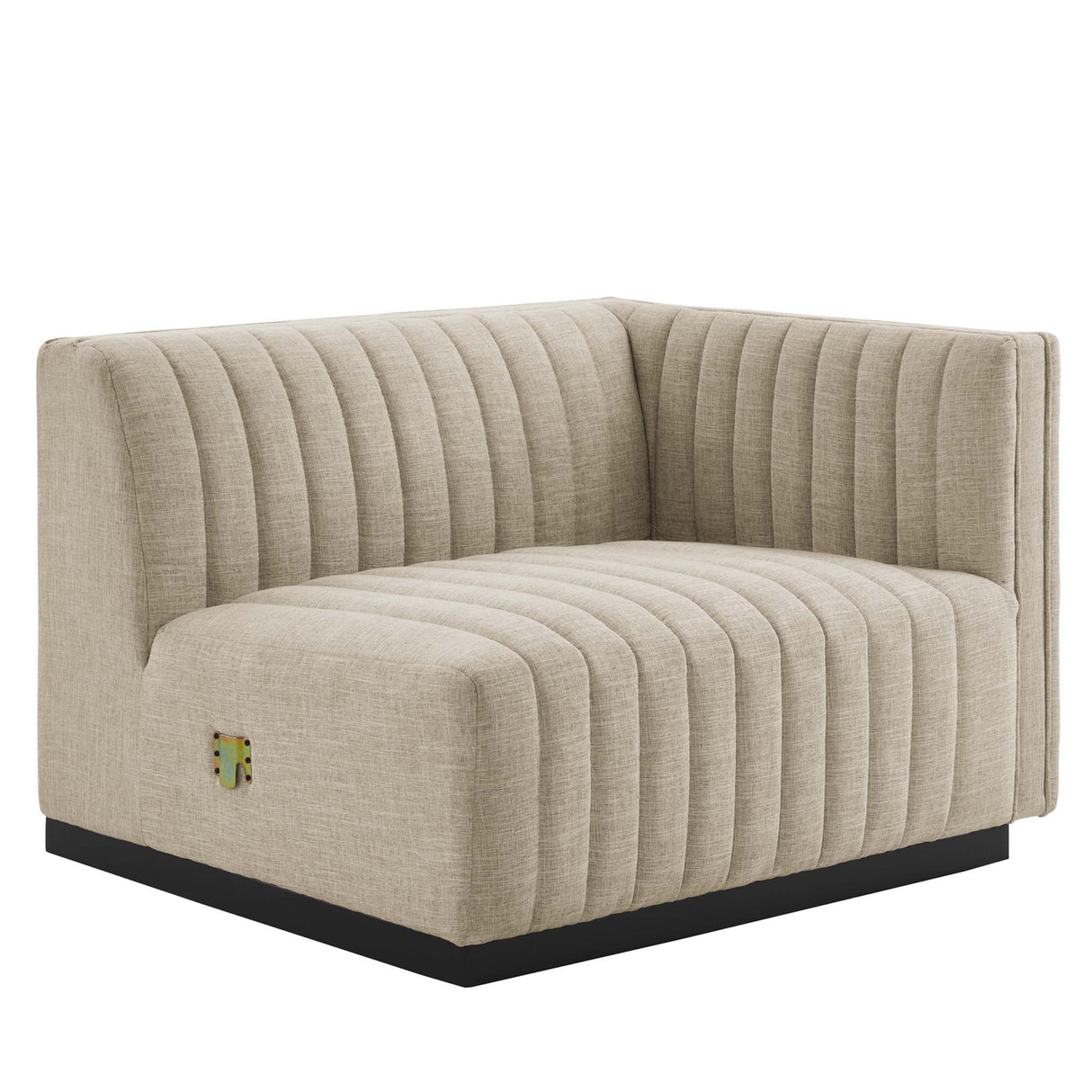 Channel Tufted Upholstered Fabric Right-Arm Sectional Chair 37 Inch