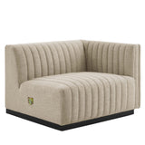 Channel Tufted Upholstered Fabric Right-Arm Sectional Chair 37 Inch