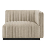 Channel Tufted Upholstered Fabric Right-Arm Sectional Chair 37 Inch