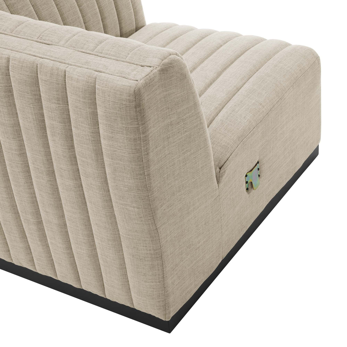 Channel Tufted Upholstered Fabric Right-Arm Sectional Chair 37 Inch