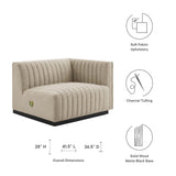 Channel Tufted Upholstered Fabric Right-Arm Sectional Chair 37 Inch