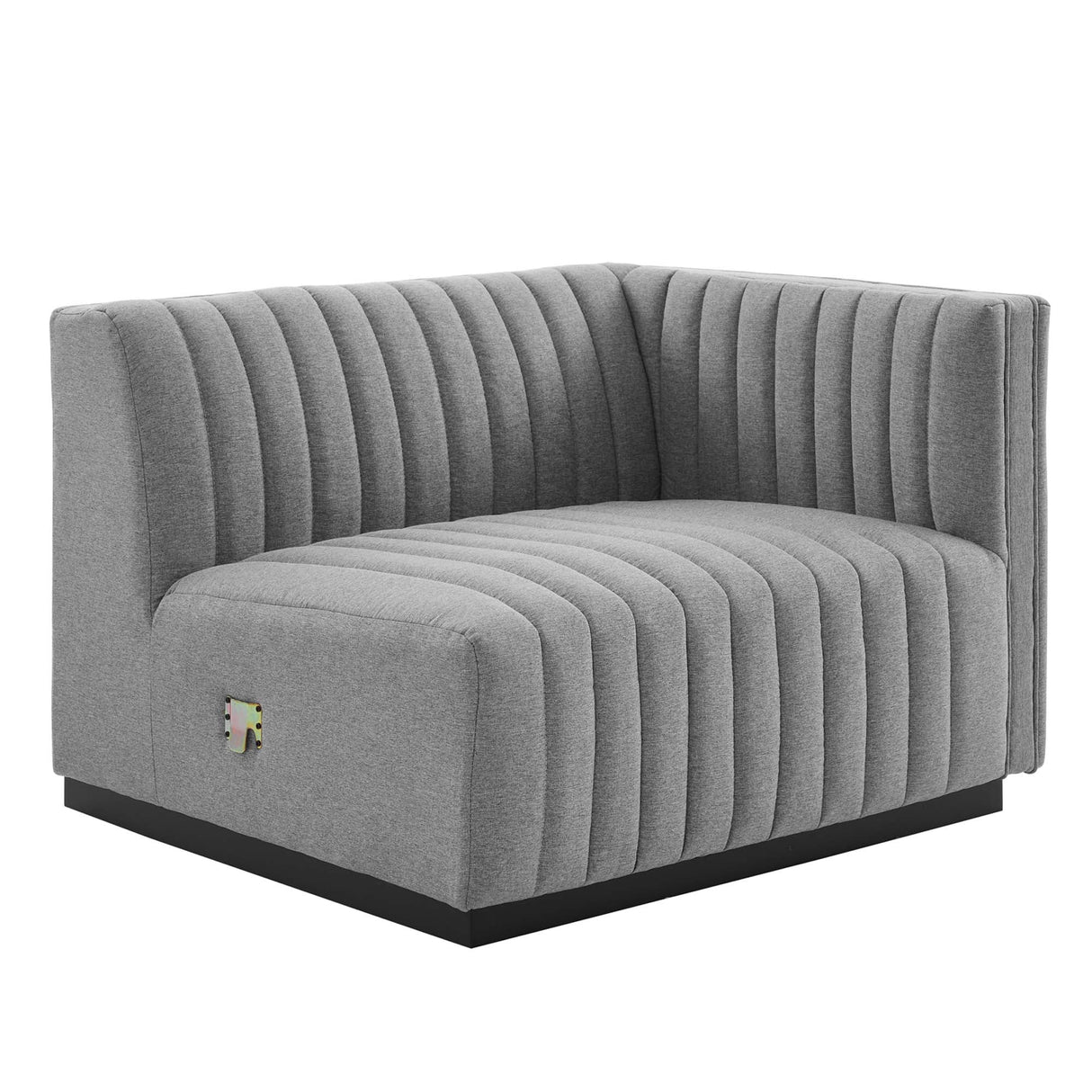 Channel Tufted Upholstered Fabric Right-Arm Sectional Chair 37 Inch