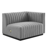 Channel Tufted Upholstered Fabric Right-Arm Sectional Chair 37 Inch
