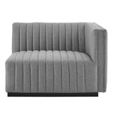 Channel Tufted Upholstered Fabric Right-Arm Sectional Chair 37 Inch