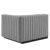 Channel Tufted Upholstered Fabric Right-Arm Sectional Chair 37 Inch