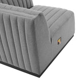 Channel Tufted Upholstered Fabric Right-Arm Sectional Chair 37 Inch