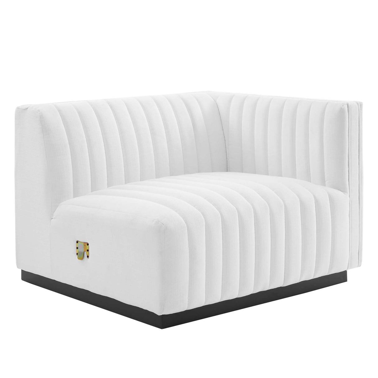 Channel Tufted Upholstered Fabric Right-Arm Sectional Chair 37 Inch