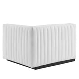 Channel Tufted Upholstered Fabric Right-Arm Sectional Chair 37 Inch