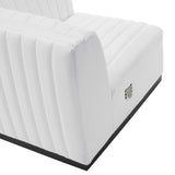 Channel Tufted Upholstered Fabric Right-Arm Sectional Chair 37 Inch