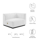 Channel Tufted Upholstered Fabric Right-Arm Sectional Chair 37 Inch