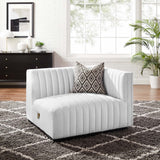 Channel Tufted Upholstered Fabric Right-Arm Sectional Chair 37 Inch