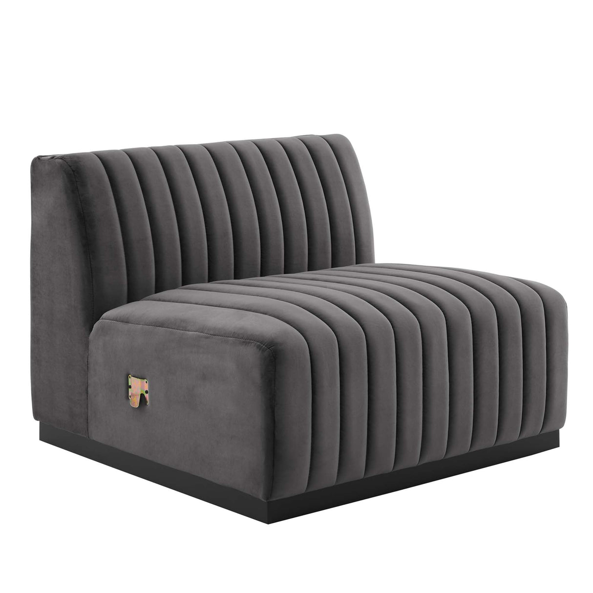 Modern Channel Tufted Upholstered Fabric Armless Chair - 37 Inch