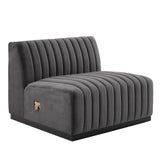 Modern Channel Tufted Upholstered Fabric Armless Chair - 37 Inch