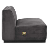Modern Channel Tufted Upholstered Fabric Armless Chair - 37 Inch