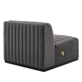 Modern Channel Tufted Upholstered Fabric Armless Chair - 37 Inch