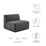 Modern Channel Tufted Upholstered Fabric Armless Chair - 37 Inch