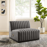 Modern Channel Tufted Upholstered Fabric Armless Chair - 37 Inch