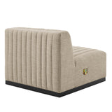 Modern Channel Tufted Upholstered Fabric Armless Chair - 37 Inch